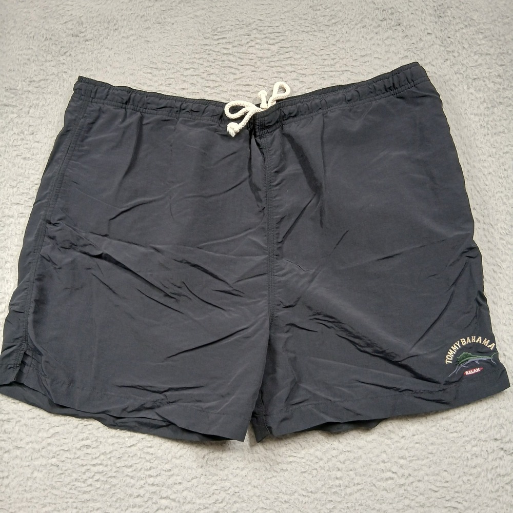 Tommy Bahama Relax Swim Trunks Men's XL Black Nylon Drawstring Mesh Lined Shorts